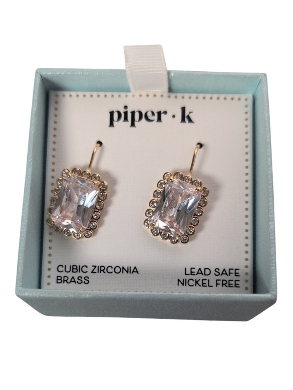 Piper K Cubic Zirconia & Brass Crystal Drop Earrings